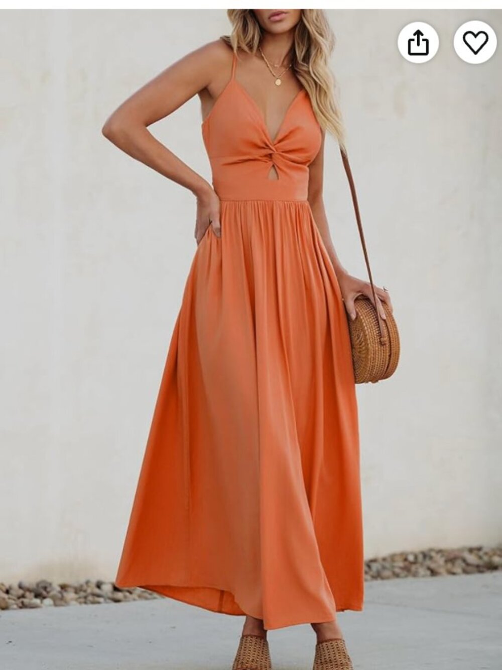 Cupshe Orange Front Twist & Keyhole Maxi Dress - Picture 2 of 5